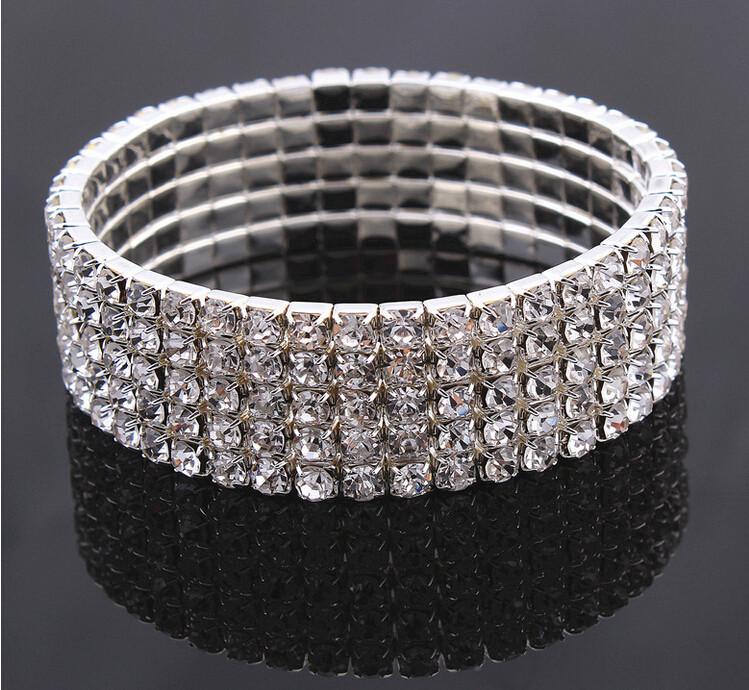 European Princess Style Rhinestone Bracelet - Elegant Elastic Hand Jewelry for Women