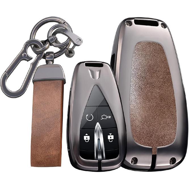 Leather Metal Car Key Fob Cover Case Fit for Changan CS35PLUS CS55PLUS CS75PLUS CS75 Eado UNI-T UNIK Oushang X5 X7 EV 2022 2023 Keychain Key Shell