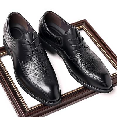Chaussures pour hommes en cuir de vachette avec couche supérieure en relief, chaussures à lacets faites à la main en cuir véritable, chaussures d'affaires décontractées britanniques en cuir pour hommes, mode masculine