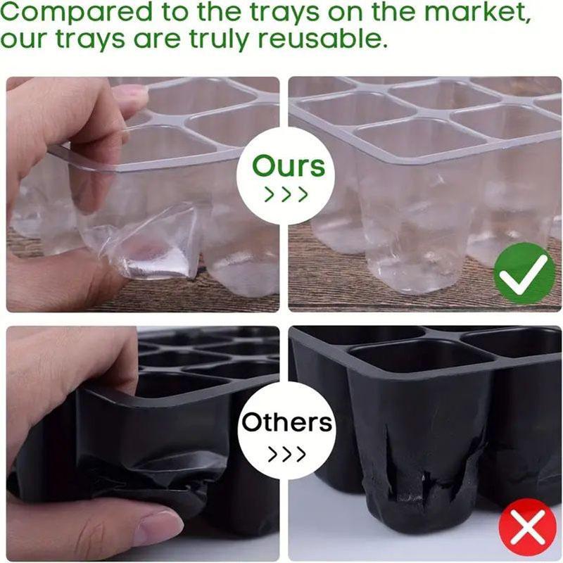 12-well Plastic Seedling Pot Succulent Sowing Seedling Box Insulated Seedling Tray