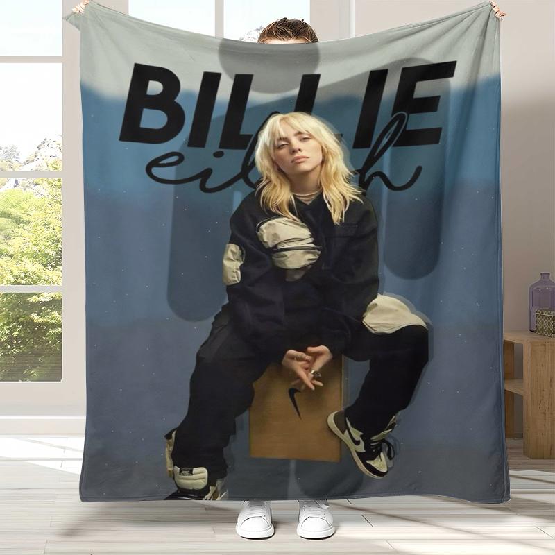 Fashion Billie Eilish Singer Star Flannel Blanket,Ultra Soft Warm Plush Throw for Home Bedroom Bed Sofa Cover Office Camping