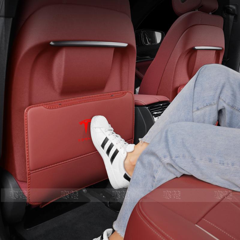 Für Tesla Model 3 Model Y Model S Model X Auto-Rücksitz-Aufbewahrungstasche Sitzrückseite Verschleißschutz Rückenlehnen-Schutz Anti-Kick-Pad