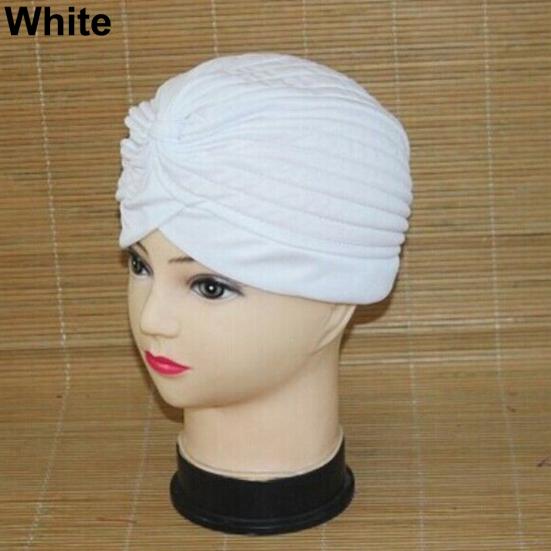 Women Stretchy Head Wrap Band Chemo Bandana Pleated Headwear Decor
