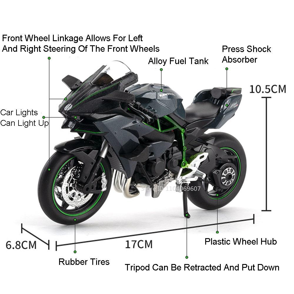 1:12 Toy Model H2R S1000Rr Miniature Motorcycles Alloy Diecast Shock Absorption Rubber Tires Christmas Motorbike Gifts For Kids
