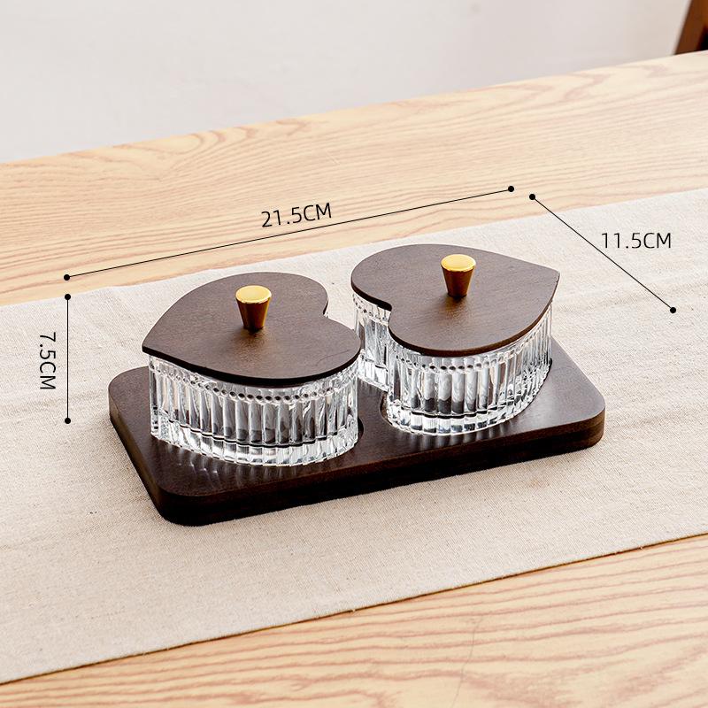 

Glass Bowl Set with Wooden Lid Snack Platter Fruit Plate Snack Bowls Dessert Bowl Dim Sum Dish Candy Dish Dried Fruit Plate Tray