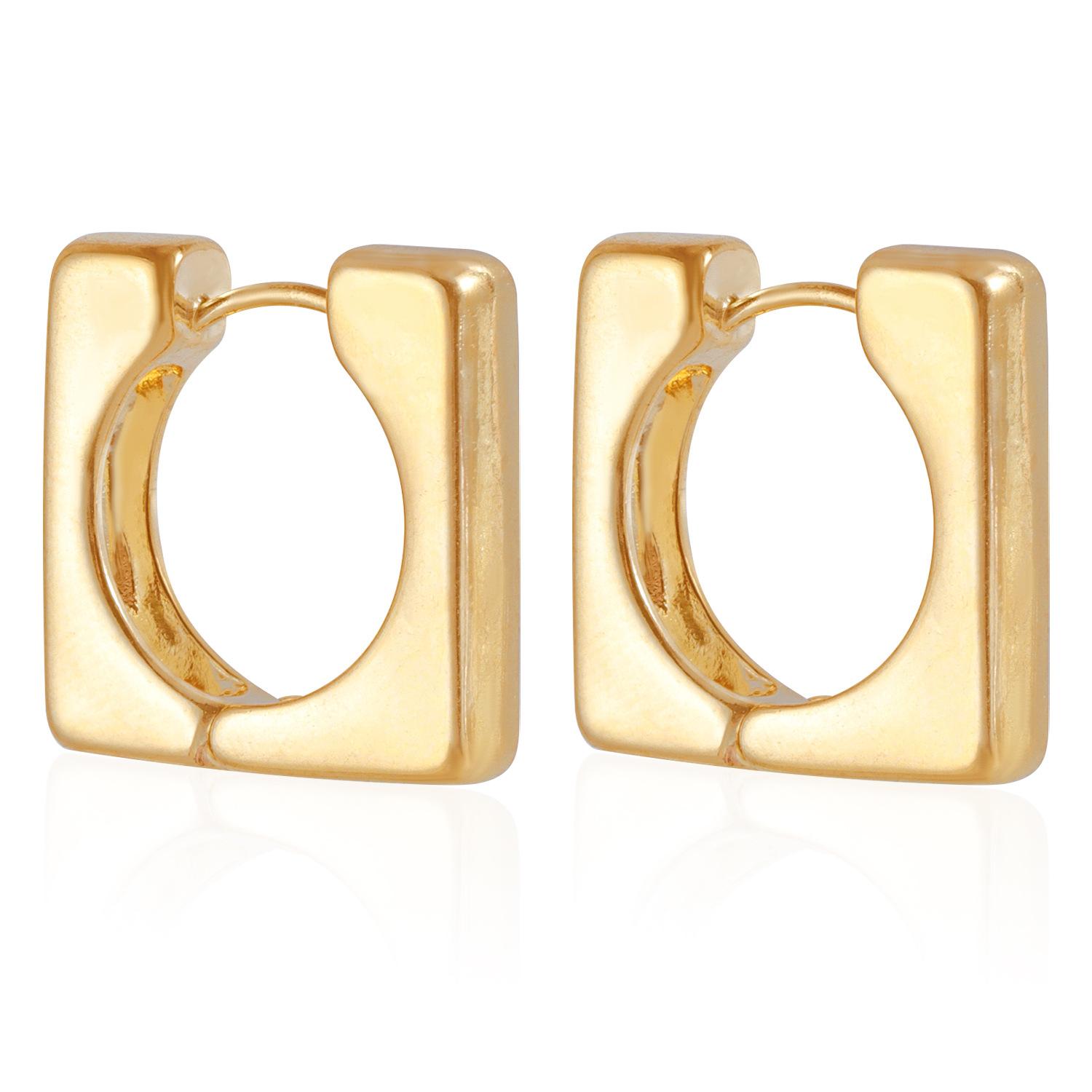 INS simple alloy square earrings, cold trendy hollow earrings earrings золотой