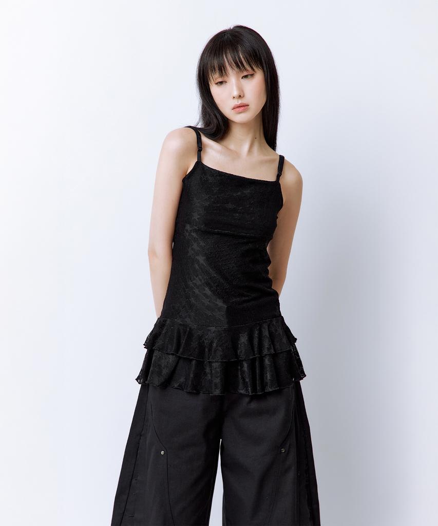 ROUGHNECK Star Pattern Mesh Layered Dress Black