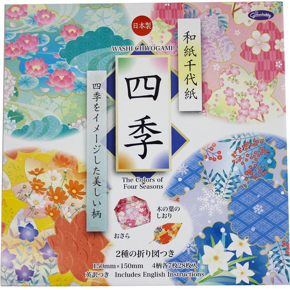 Showa Grim Washi Chiyogami Four Seasons 15cm square 28 sheets