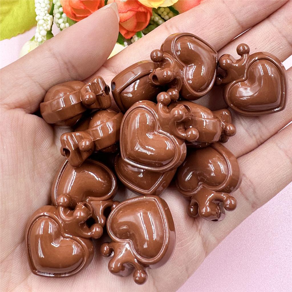Home Party Supplies Crown Heart for Bracelet Necklace Accessories Jewelry DIY 12pcs Loose Beads Charms 21.4*24.4mm Pendants Material With Hole