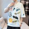 Summer Streetwear Graffiti Printed Short Sleeve T-shirt Men Casual Fashion Loose Pullovers Tee Top