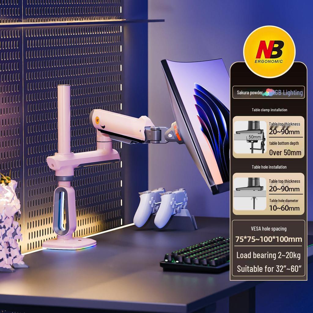 RGB Gaming Ultrawide Curved Monitor Stand with Adjustable Height and Swivel