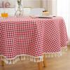 Tablecloth Around Cotton Linen Tassel Tablecloth Plaid Round Tablecloth Red Striped Lattice Table Map Wedding Cloth Cover