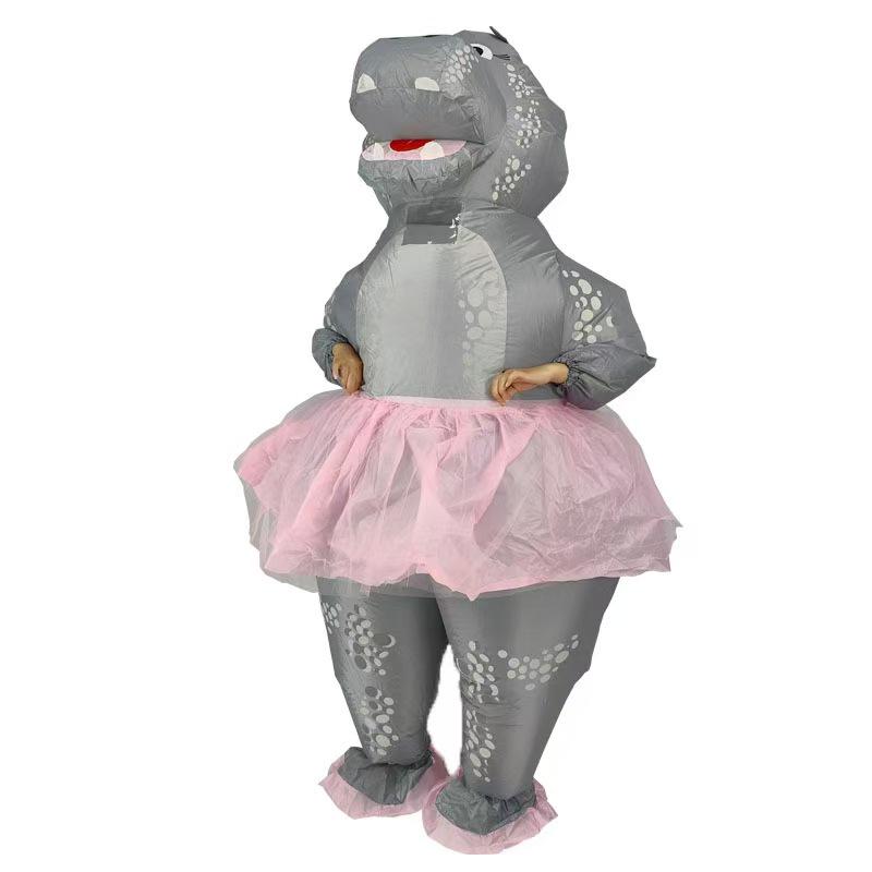 Christmas Riding Reindeer & Gingerbread Man Dinosaur Inflatable Costumes