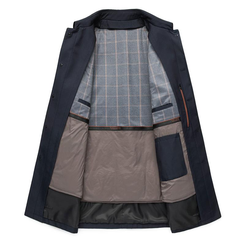 Wiatroszczelna kurtka męska średniej długości na zimę ze zdejmowaną podszewką, odzież dla taty w średnim wieku, biznesowa casualowa, pogrubiona kurtka z klapami