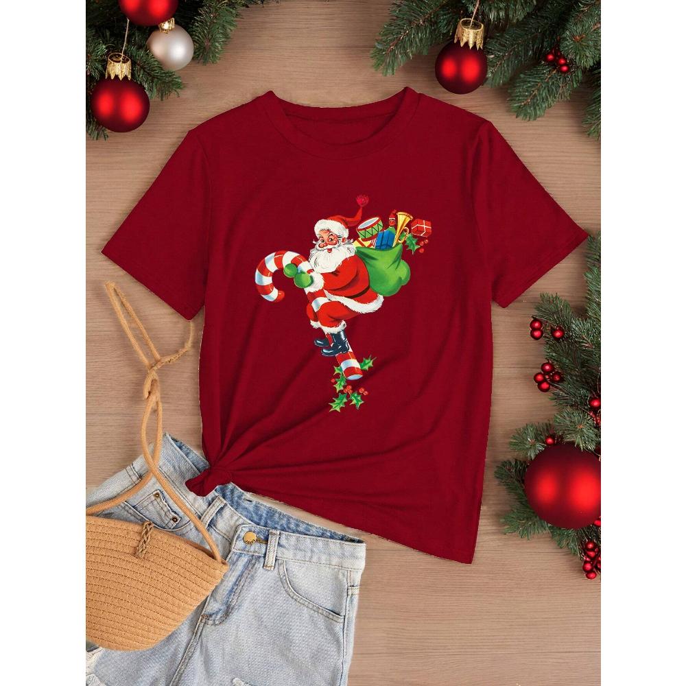 Women's Casual Short Sleeve T-Shirt, Comfortable, Round Neckline, Short Sleeve, Fashion Streetwear Digital Top For Women