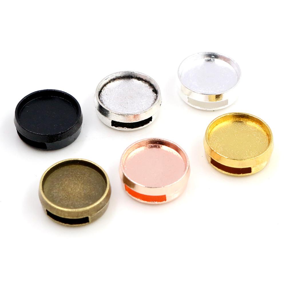 20pcs 12mm Inner Size Antique bronze Black Silver Plated Fashion Style Cabochon Base Cameo Setting Charms Pendant