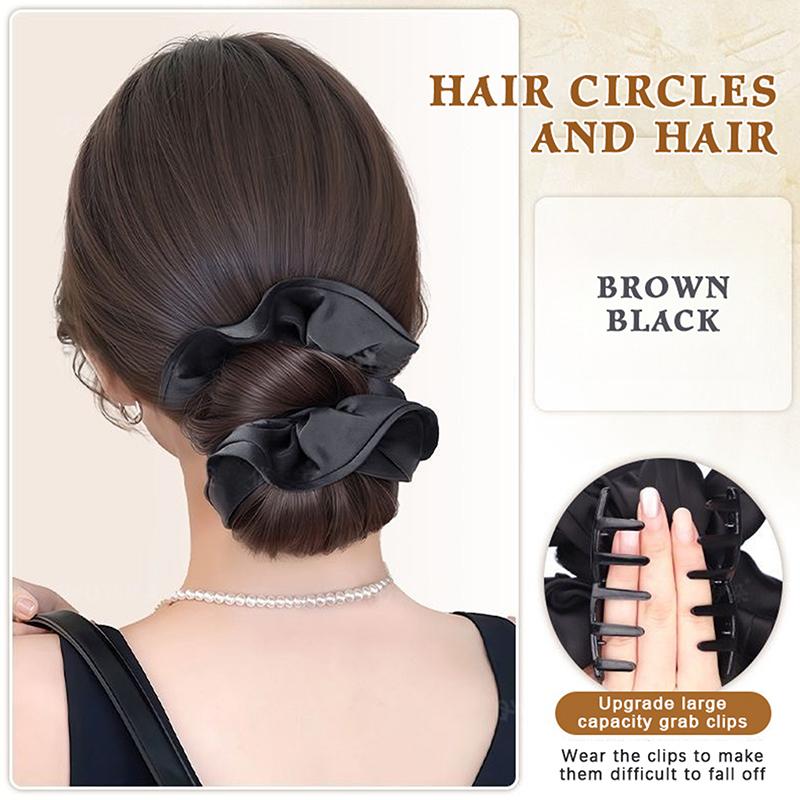 

Natural-Looking Synthetic Hair Bun Clip with Hair Band in Black and Brown Shades