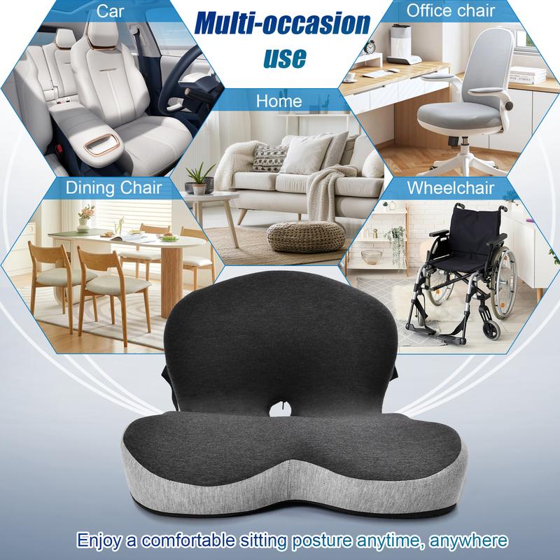 Seat Cushion for Office Chair Ergonomic Memory Foam Seat Cushion with Back Support for Stress Relief Lumbar Support Car Office