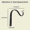 4Pcs Black Metal Wall Hooks Curved Hanging Plant Bracket Flower Basket Decor