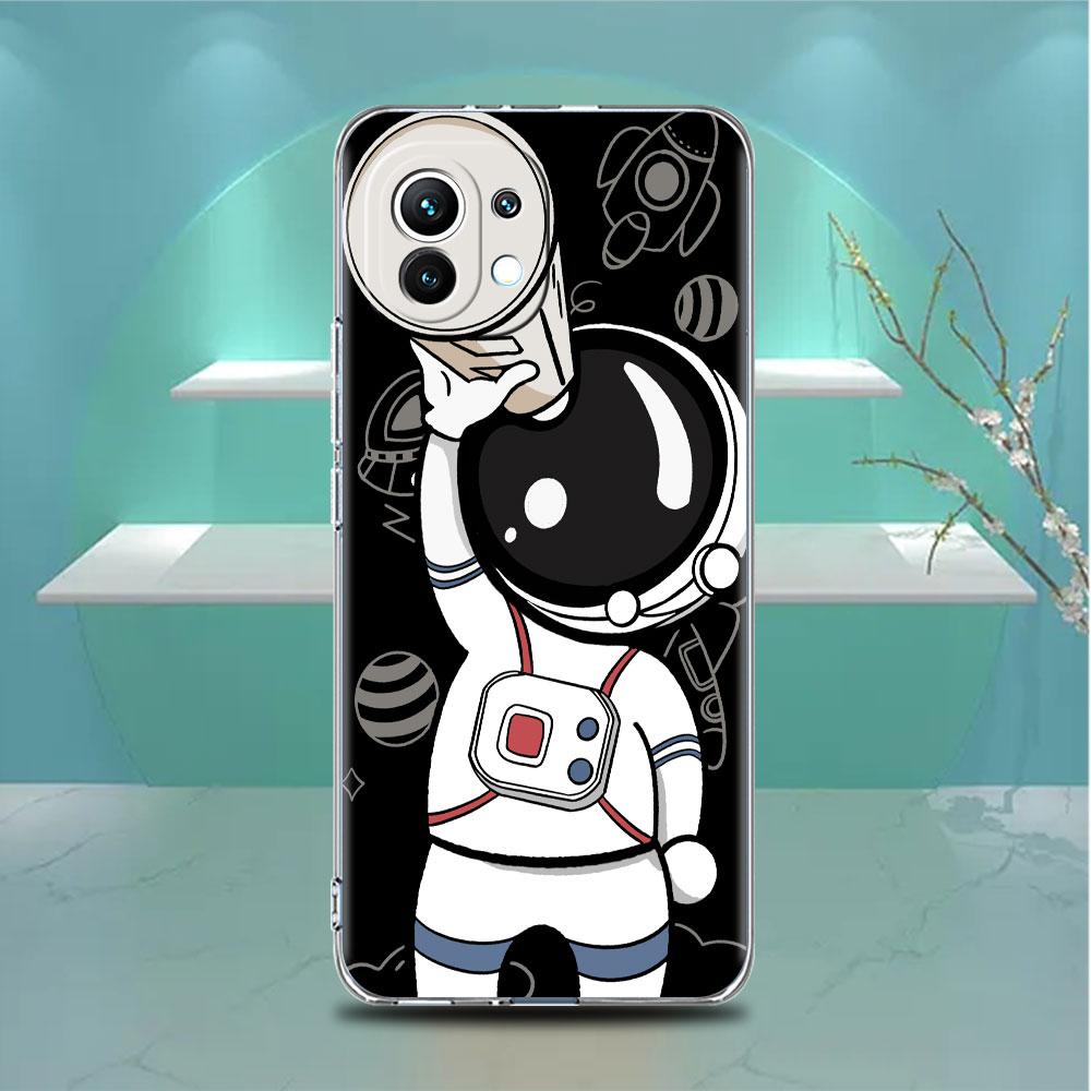 Süße Astronauten Klare Hülle Für Xiaomi Mi Poco X3 NFC M3 Pro F3 F1 11 Lite 12 Note 10 11T 9T Transparente Handyhülle