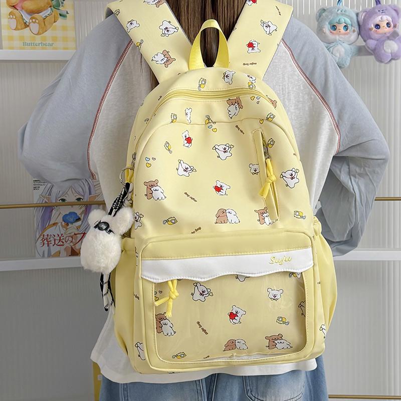 Cartoon Puppy Printed Backpack Junior High School Student Schoolbag Large Capacity Backpack