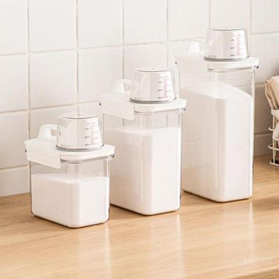 Detergente en polvo multiusos para ropa, dispensador de 1100/1800/2300 ml, recipiente para almacenar granos de arroz, taza medidora con pico vertedor.