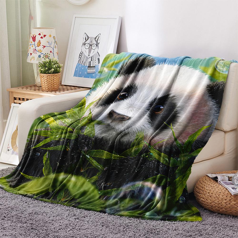 Panda Print Flannel Blanket, High quality Comfortable for All Seasons, Home Decor, Warmth and Comfort, Perfect for Christmas Gifts