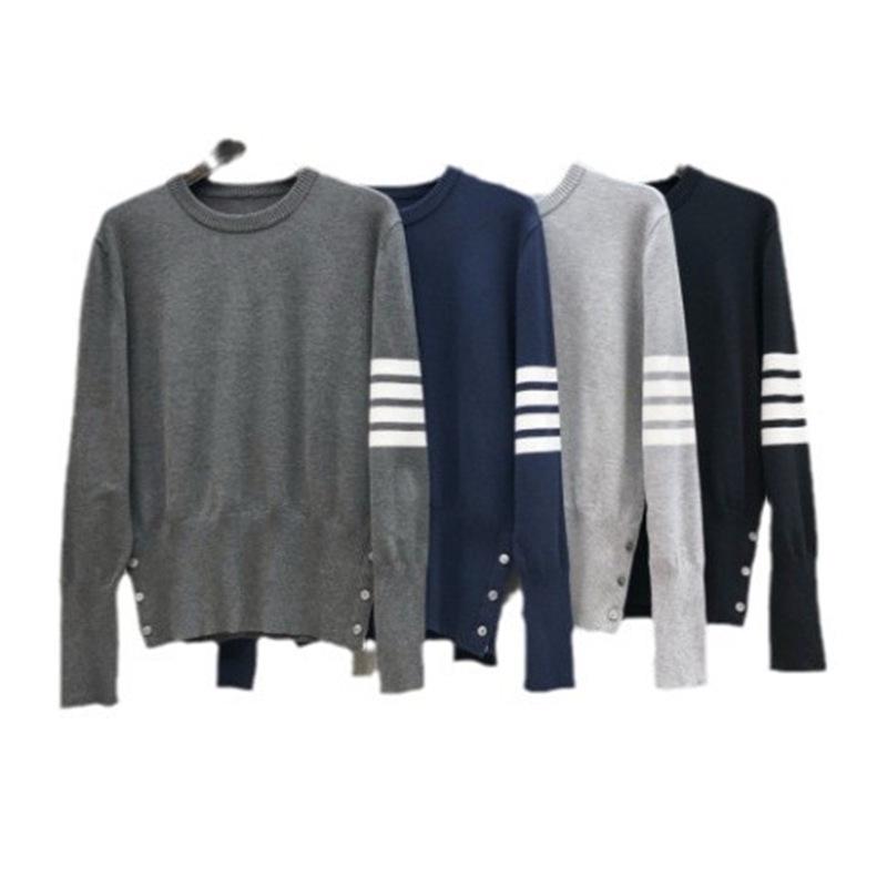 TB Jesień/Zima Unisex Sweter Dzianinowy z Okrągłym Dekoltem i Trzema Guzikami