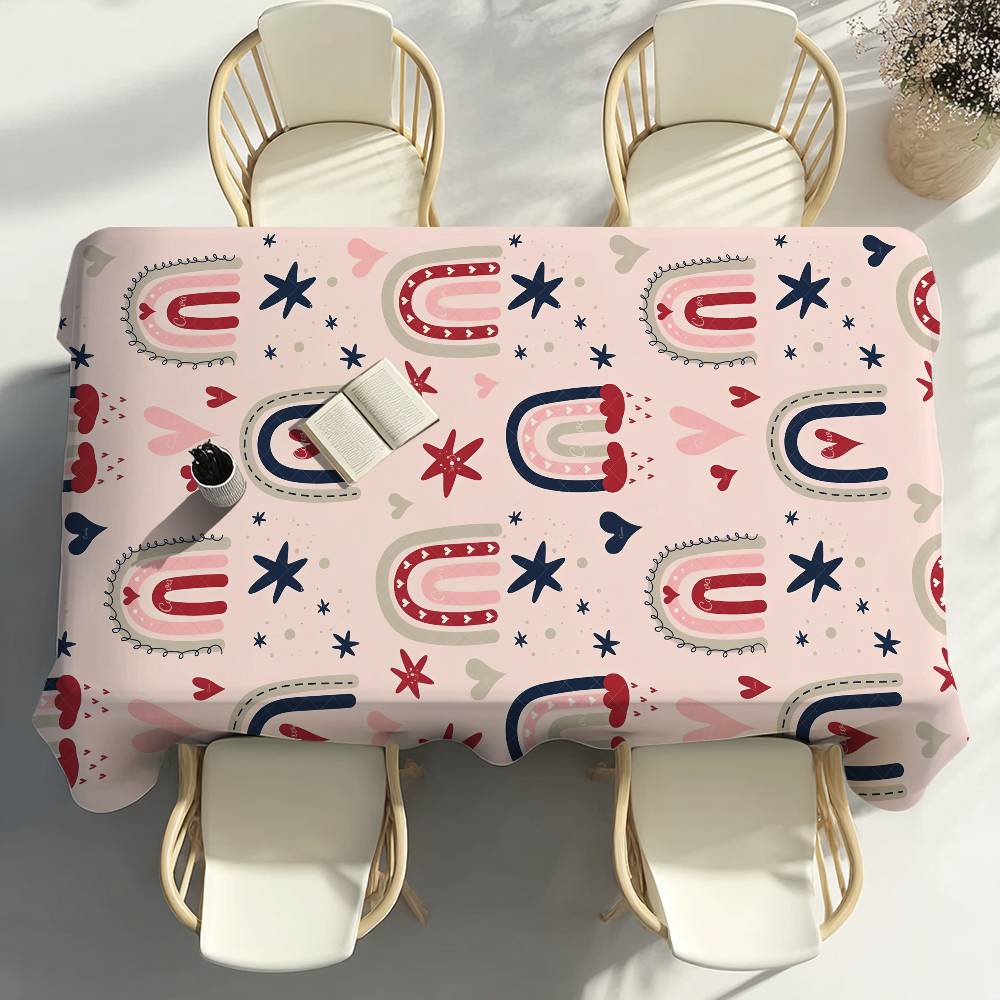 Lovely Rainbow Table Cloth Party Decor Dining Room Home Kitchen Patios Waterproof Stain-Proof Table Cloth