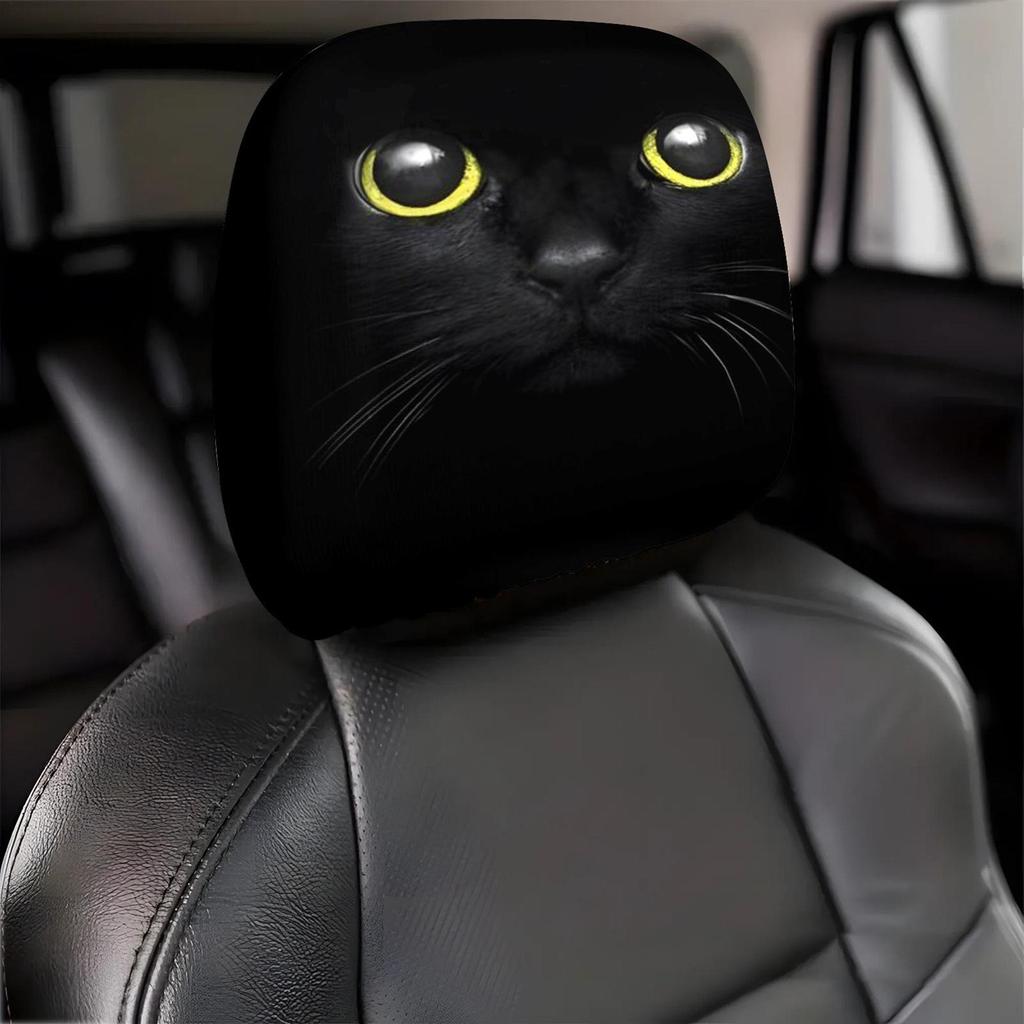 Head Rest Cover 2 Piece Ice Silk Cute Funny Cartoon Car Headrest Covers Automotive Seat Protector For Sedan Suv Truck Vehicle