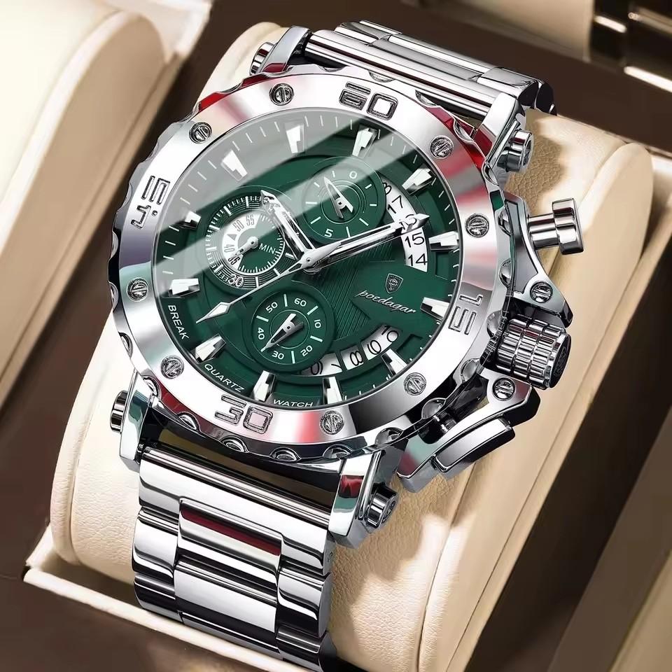 Stainless Steel Watch for Men with Large Dial Quartz Men Watches Fashionable Luxury Business Watches for Men Watches