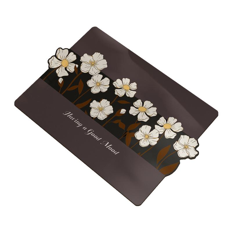 Cute Wind Half An Acre Flower Field Bathroom Door Absorbent Floor Mat, Bathroom Diatom Mud Floor Mat Non-Slip Foot Mat Household