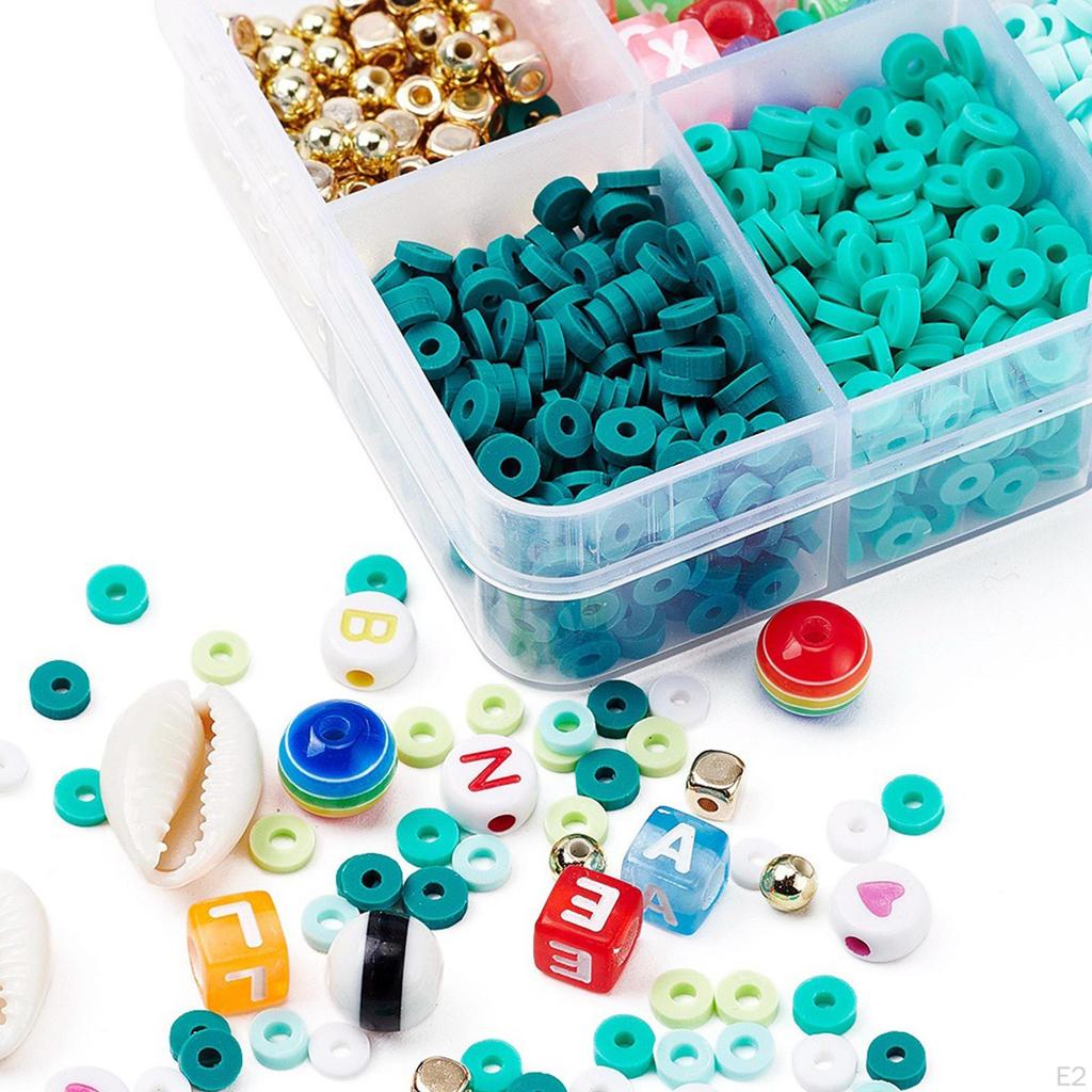 10 Grid Clay Beads Kit , with Letter Beads, Elastic Cord for Jewelry Making Earring