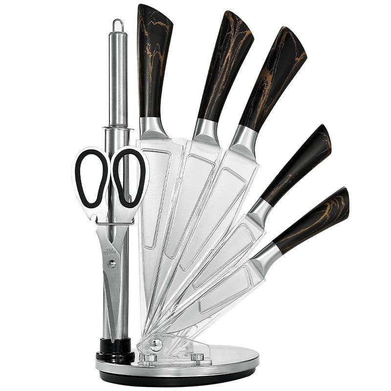 7pcs Kitchen Knife Set Stainless Steel Chef Knife Slicing Knife Professional Meat Cleaver Kitchen Scissors Fruit Knife