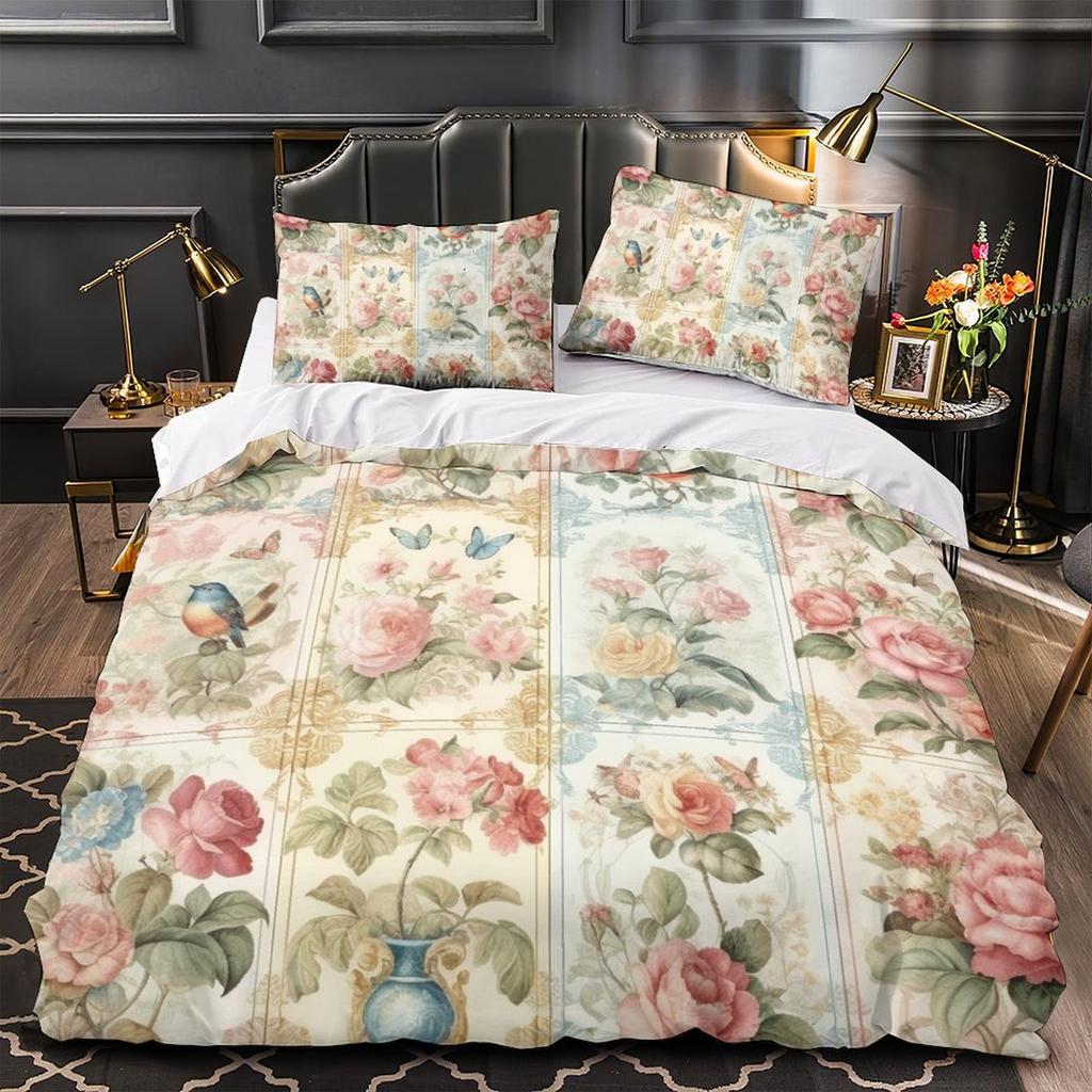 3D Digital Printing Hand-Painted Flower Series Quilt Cover Pillowcase Two Or Three-Piece Set Polyester Abraded
