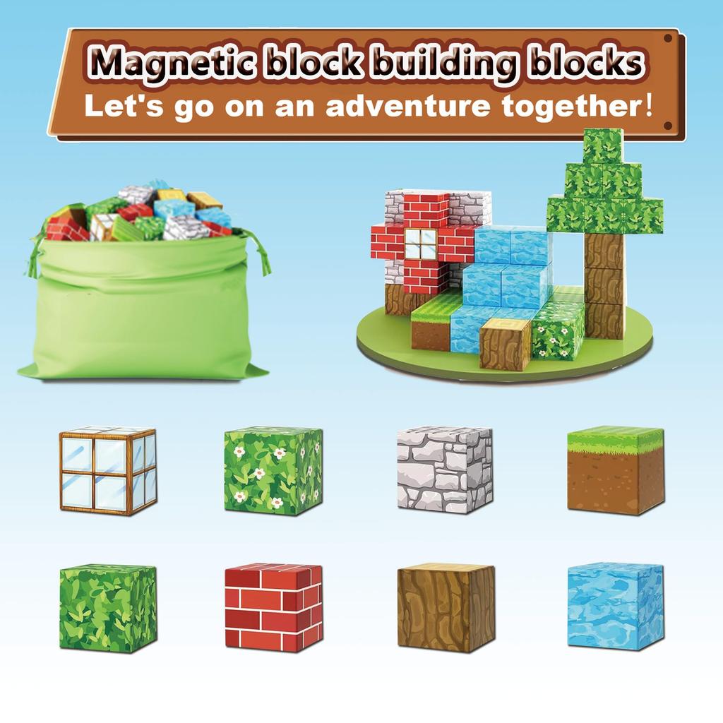 Magnetic Building Blocks Mine Magnet World Edition, Magnetic Toys for Boys and Girls Age 6+ Years Old, Montessori Sensory Toys