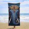 Verzierter Elefanten-Strandtuch, Königliches Indisches Kunstdesign, Fantasy-Tierdruck, Schnelltrocknende Mikrofaser, Einzigartiges Geschenk für Kunstliebhaber