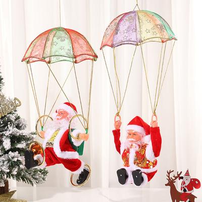 Electric Musical Parachutes Hanging From The Ceiling Decorate Christmas Presents with Santa Somersaults Dancing