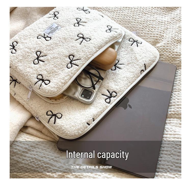Korean Bow Girl 11-Inch iPad and 13/14-Inch Notebook Plush Liner Bag