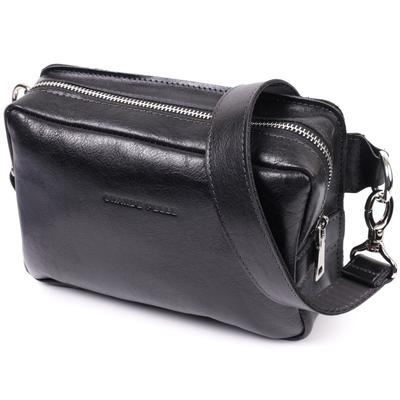 Obdélníková banánová taška vyrobená z vysoce kvalitní pravé kůže GRANDE PELLE Bag 22576 Black