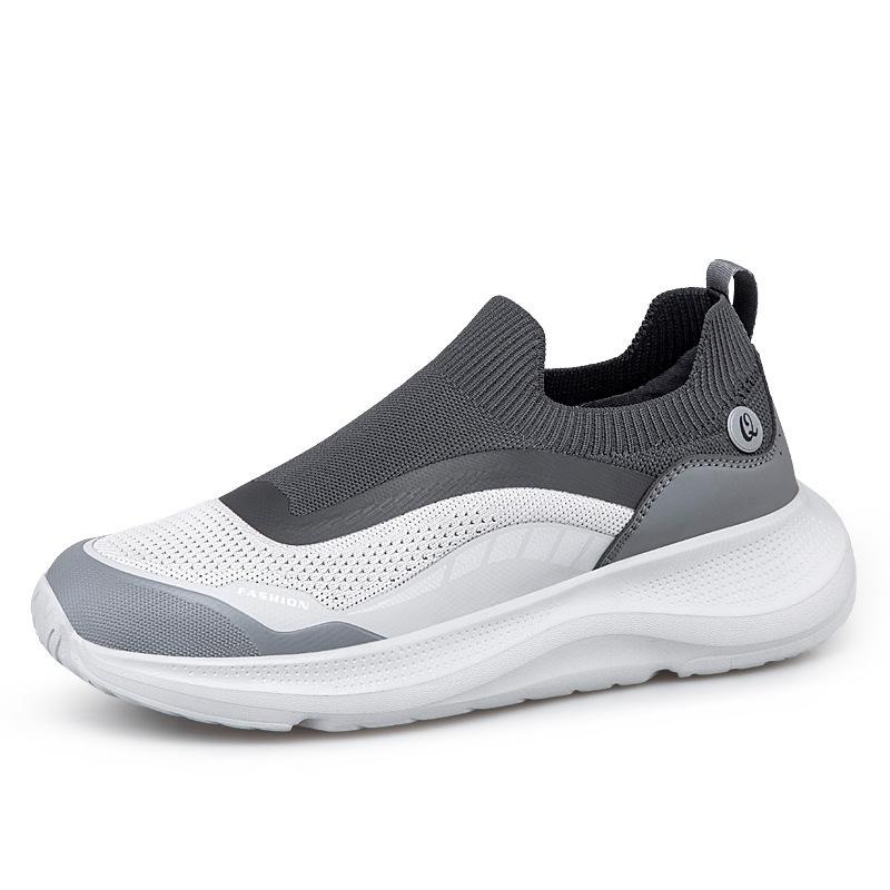 

Men s Summer Knit-weave Trainers Slip-on Ankle-high Casual Mesh, Breathable Thick-soled Shock-absorbing Walking Shoes and Running Shoes 45