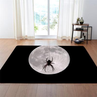 Fledermaus Spinne Mond 3D Teppich Halloween Wohnzimmer Bereichsteppich Jungen Kinder Spielteppich Küche Schlafzimmer Bodenteppich Memory-Schaum Badematte