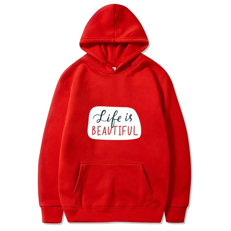 Autumn Fleece Korean Fashion Solid Color Finger Heart Drawstring Pockets Hooded Long Sleeve Loose Hoodie Sweatshirts Top