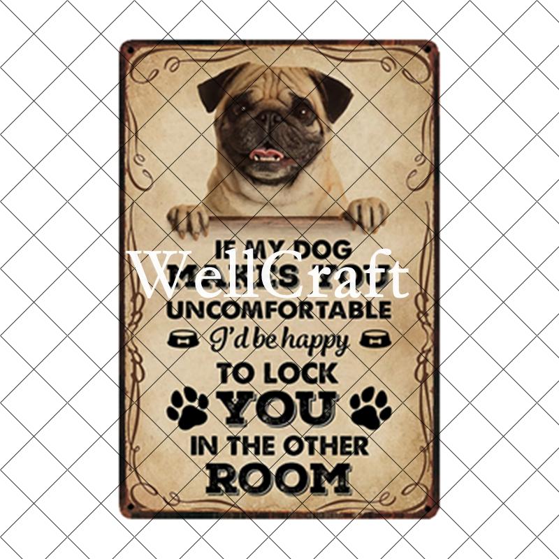 [ WellCraft ] Pet Friend Pug Boxer Dog Life Rules Tin Bath Soap  Metal Signs Posters Vintage Wall Plaque Custom Pub Decor WX-29