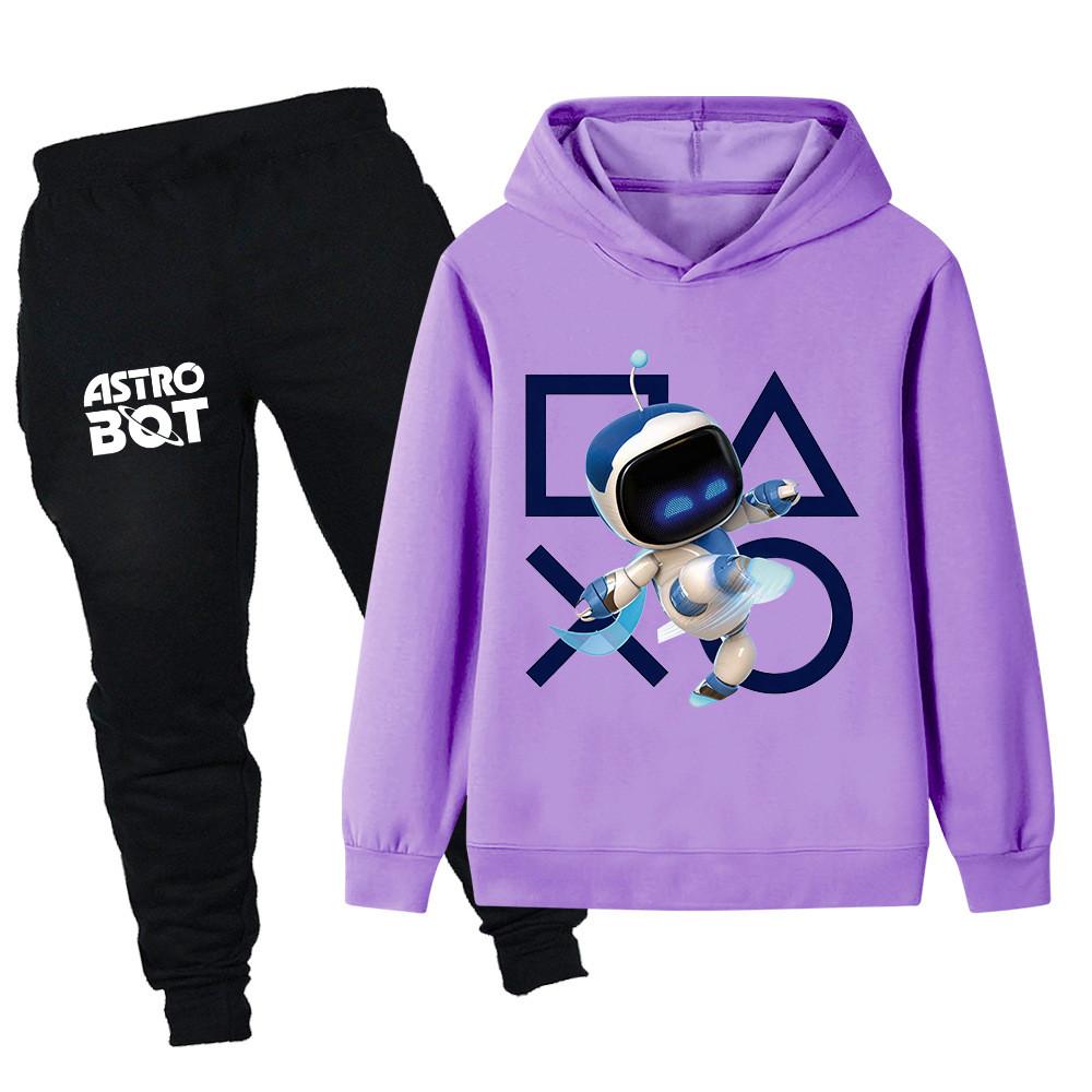 PB1338 2pcs/set Kids Boys Girls Astro Bot Printed Long Sleeves Hoodie Trousers Clothes Sets