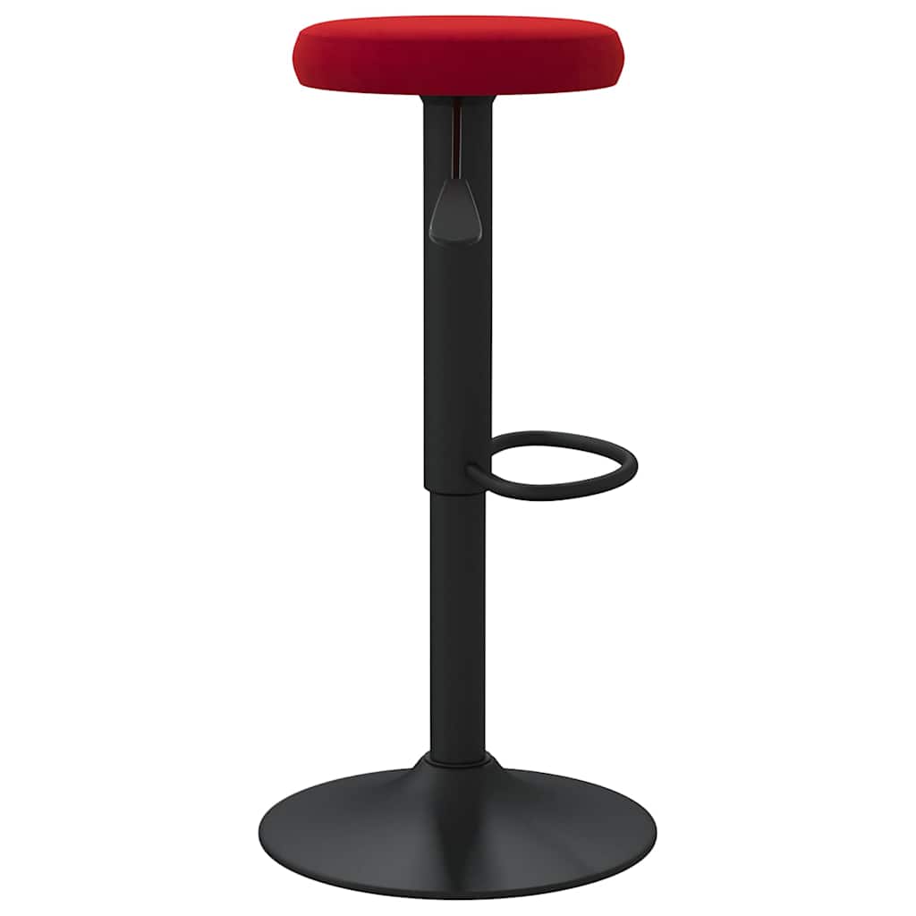 Bar Stool Set of 2 Burgundy Velvet