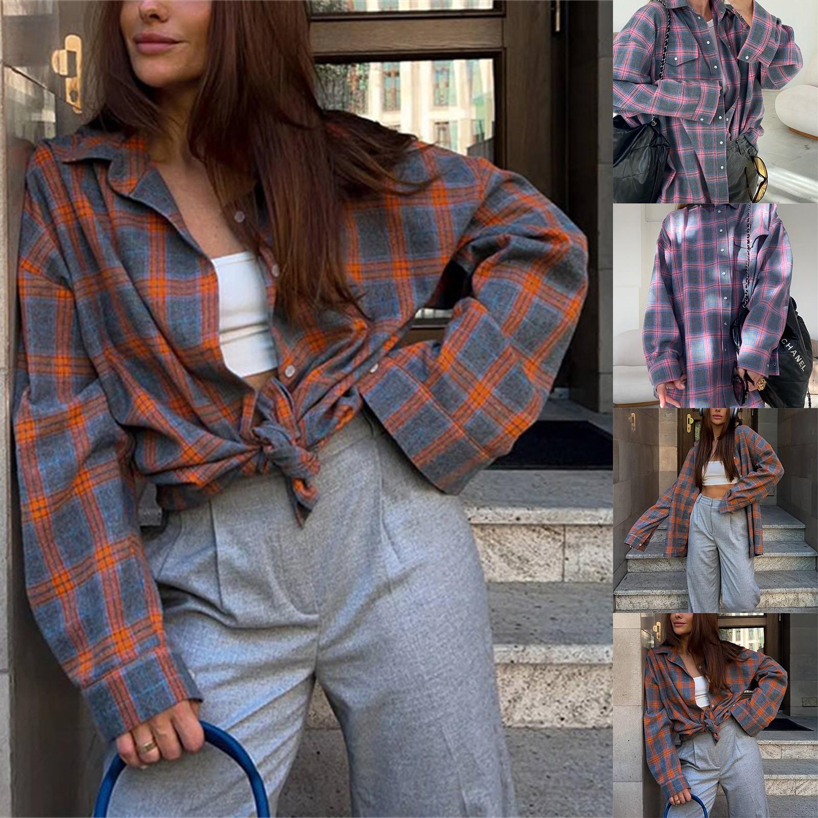 

Women s Casual Button Shirt Casual Long Sleeved Loose Fitting Shirt With Pockets S