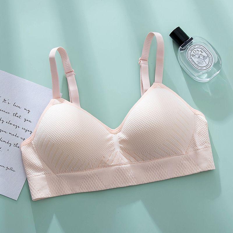 

Тонкий, удобный, дышащий спортивный бюстгальтер без колец из натурального латекса со стальной резьбой для школьников, простой стиль 40/90B бежевый