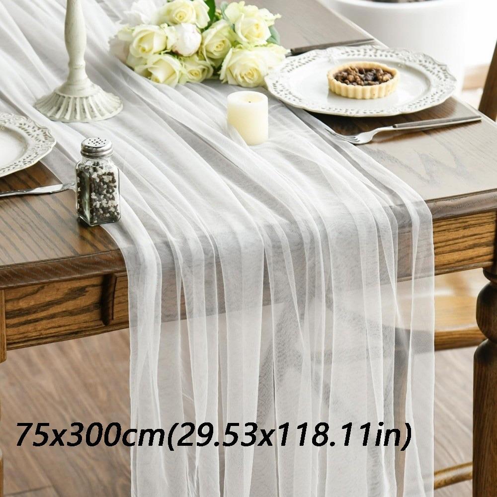 Elegant Tulle Tulle Sheer Table Runner Boho Rustic Chiffon Table Runner  Party Banquet
