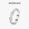 Modian Fashion Geometric Clear CZ Ring Real 925 Silver Exquisite Stackable Finger Rings For Women Statement Jewelry